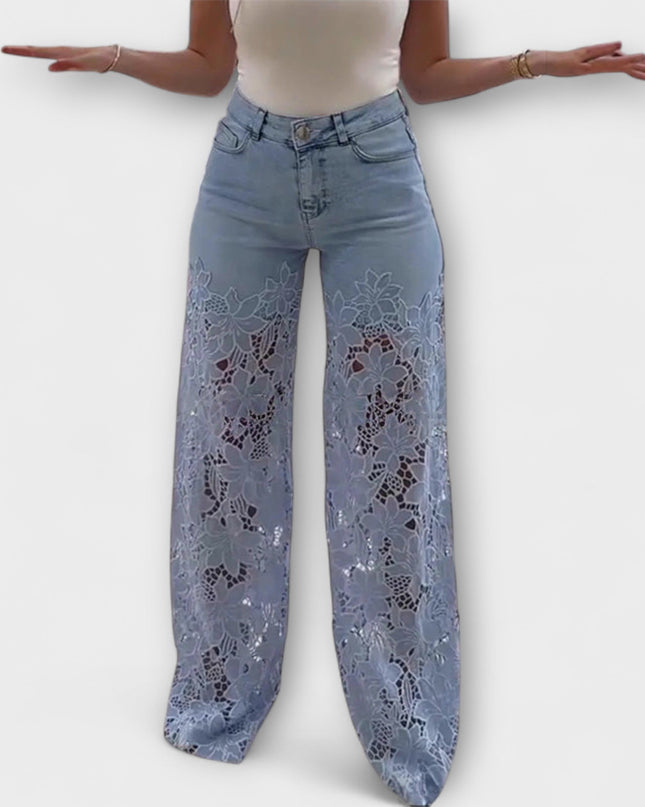 Lina – Patchwork-Jeans Mit Trendigem Spitzen-Detail