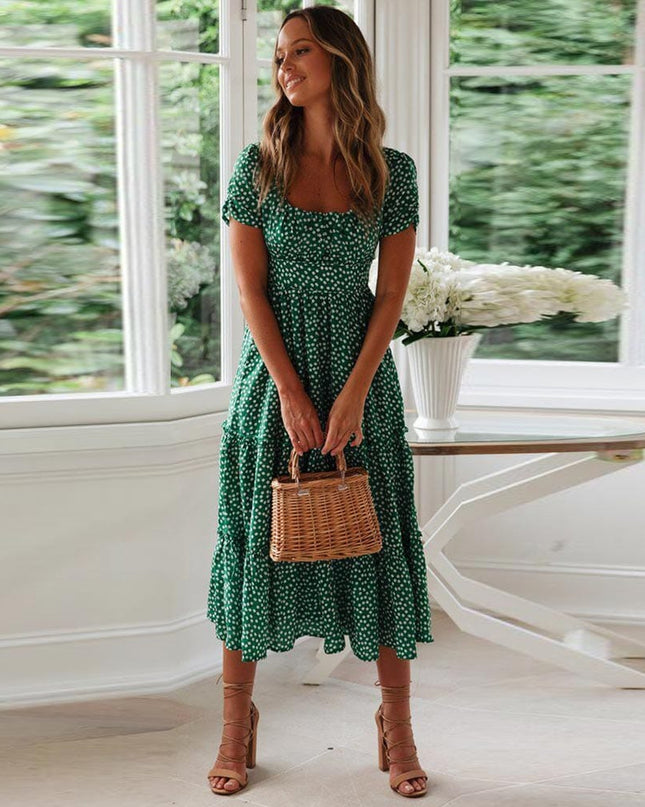 Isentrud - Boho Midikleid mit Puffärmeln