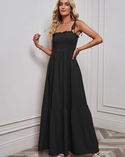 Klaudia - Maxikleid Schwarz mit Trägern